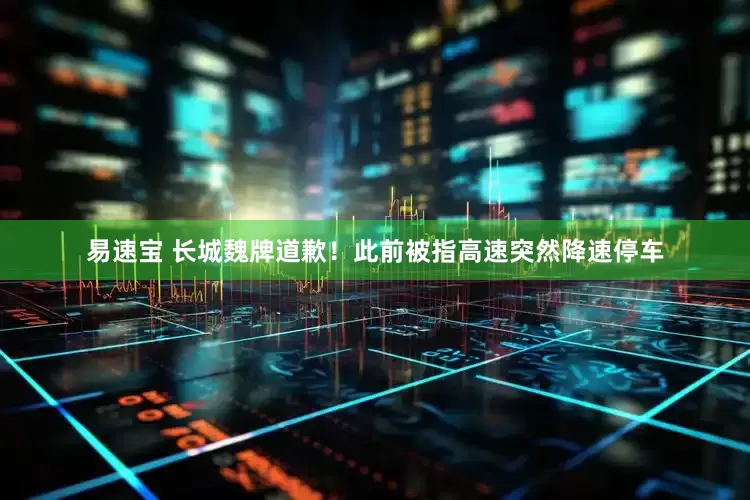 易速宝 长城魏牌道歉！此前被指高速突然降速停车